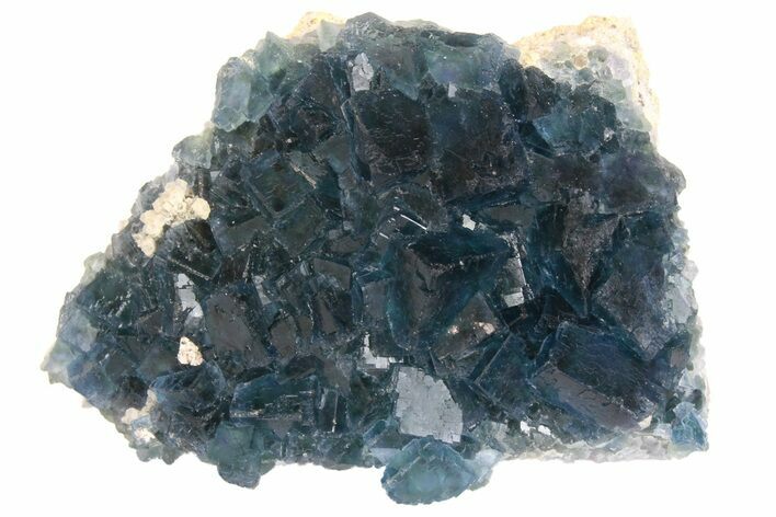 Cubic, Blue-Green Fluorite Crystals on Quartz - China #138709